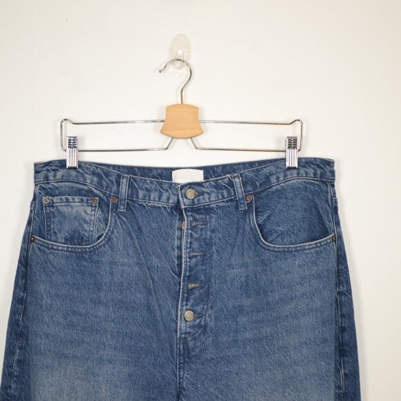 Boyish The Charley Anthropologie High Rise Button Fly Womens 32 Raw Hem Wide Leg - Picture 2 of 10